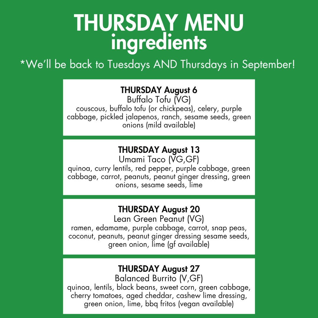 THURSDAY Lunch Clubs