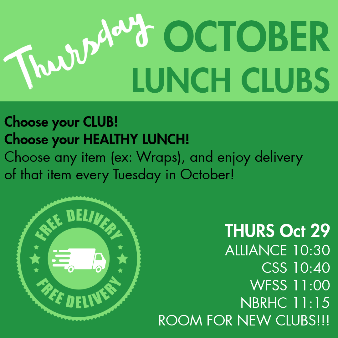 THURSDAY Lunch Clubs OCT